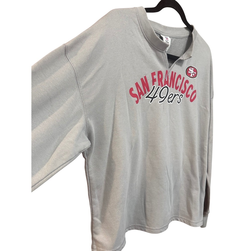 NFL Team Apparel San Francisco 49ers Gray Notched Sweatshirt Womens Medium - Picture 3 of 7